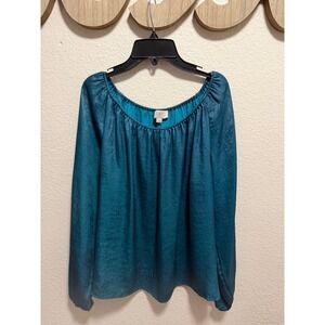 LOFT OUTLET Dark Aqua Top Blouse Size  M